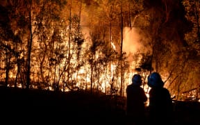 Volunteer firefighters' heart disease risk was higher than their paid counterparts, seen here battling a blaze in the Blue Mountains.
