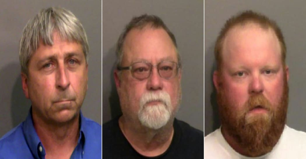 Glynn County Sheriff's booking photos of (from left) William Roderick Bryan, Gregory McMichael and his son, Travis McMichael, who were found guilty of murdering jogger Ahmaud Arbery.