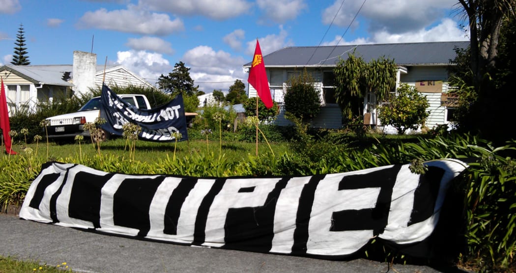 At one point, protesters occupied a Housing New Zealand property.