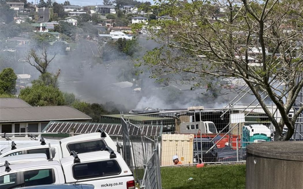 Smoke from the fire at the Whangārei Hospital car park.