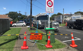 The site of the sewage leak in Alma Rd, North Shore.