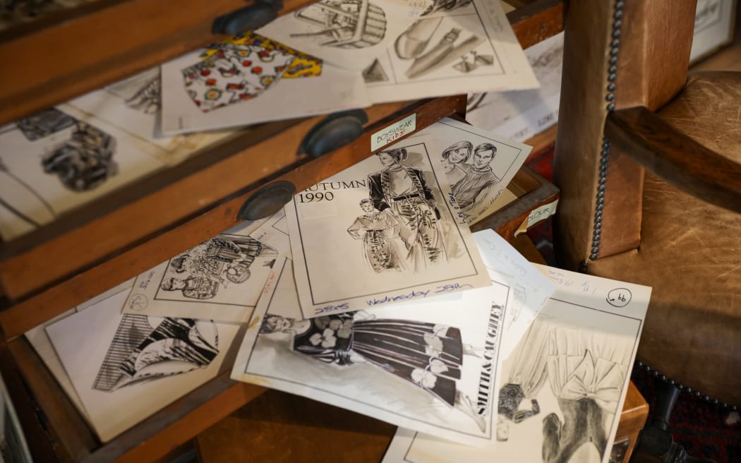 Smith & Caughey's - historical window display showing store's history