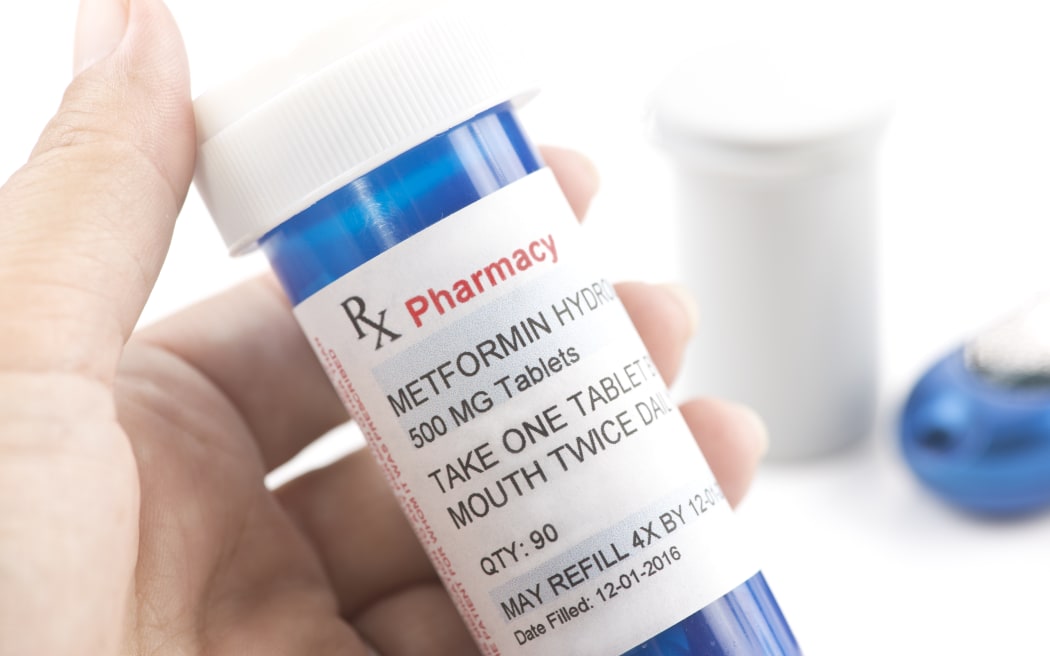 Metformin prescription bottle, metformin is used to treat diabetes.