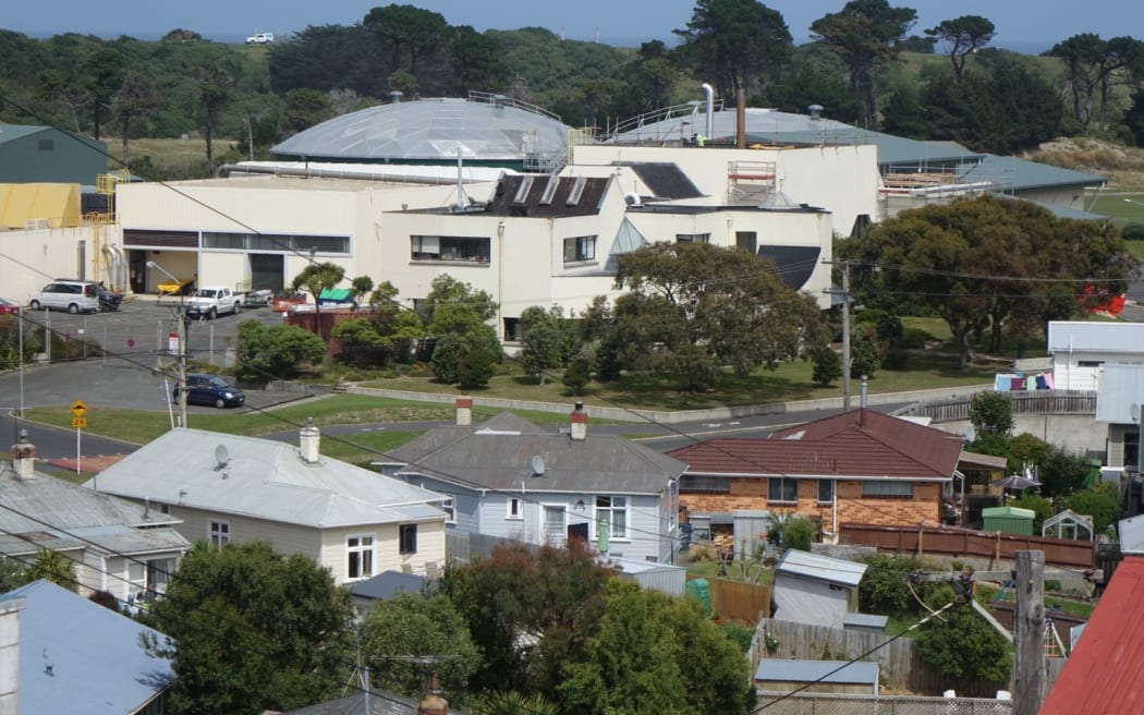 Dunedin water pollution control plant with neighbouring residential houses