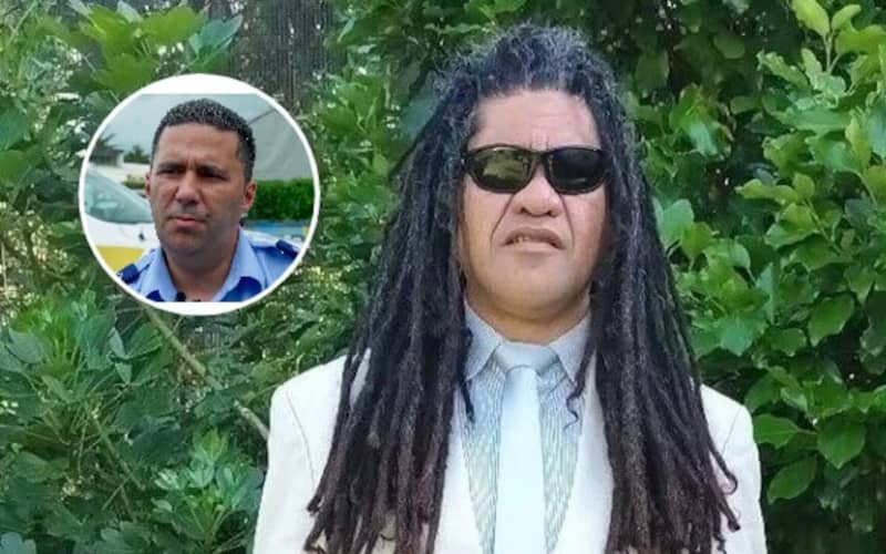 Senior Sergeant Clem Armstrong (inset) tackled Taniora Peri to the ground while he was holding a machete and meat cleaver.