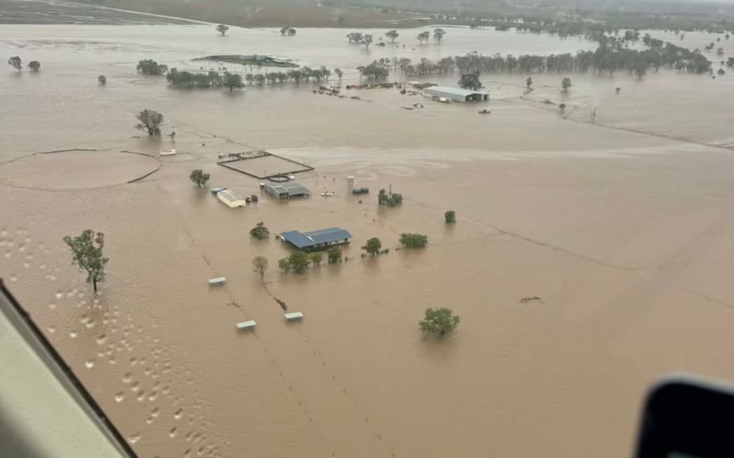 Flash flooding has significantly affected Clermont. (Supplied: Bush Heli-Services)