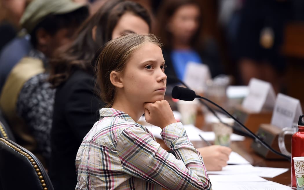 Swedish teen climate activist Greta Thunberg attends a Climate Crisis Committee joint hearing on "Voices Leading the Next Generation on the Global Climate Crisis" on September 18, 2019 in Washington, DC.