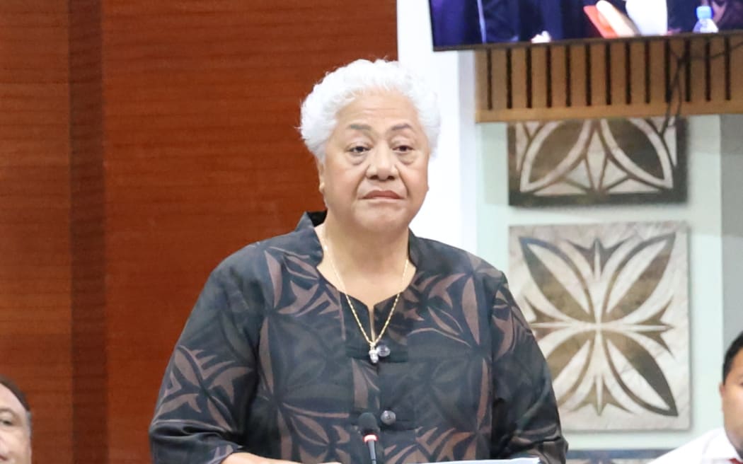 Prime Minister Fiame Naomi Mata'afa in parliament on Tuesday.