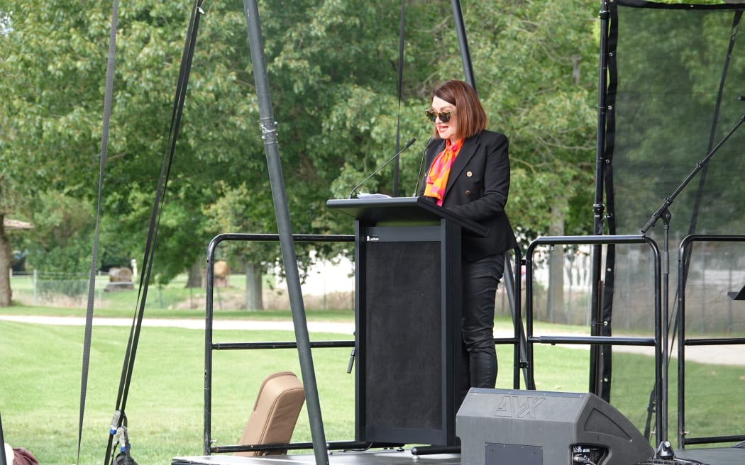 Hastings Mayor Sandra Hazlehurst  at the Cyclone Gabrielle Appreciation Day