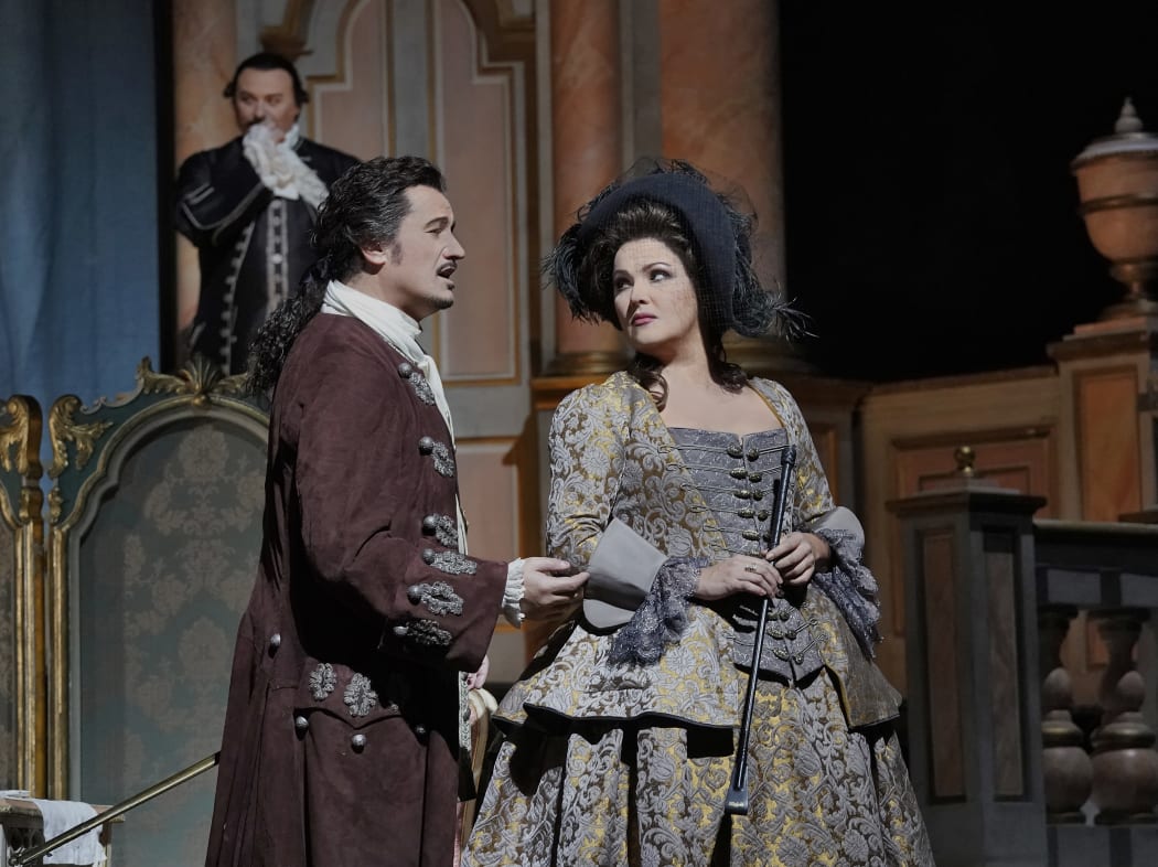 Piotr Beczala as Maurizio and Anna Netrebko as Adriana