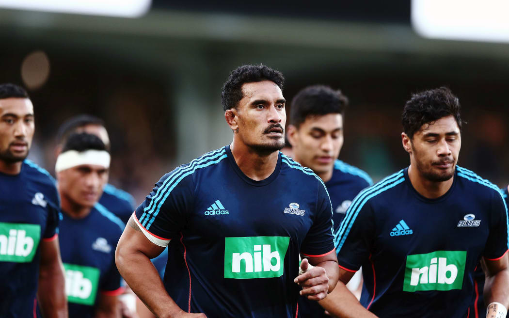 Jerome Kaino of the Blues looks on ahead of the match.
