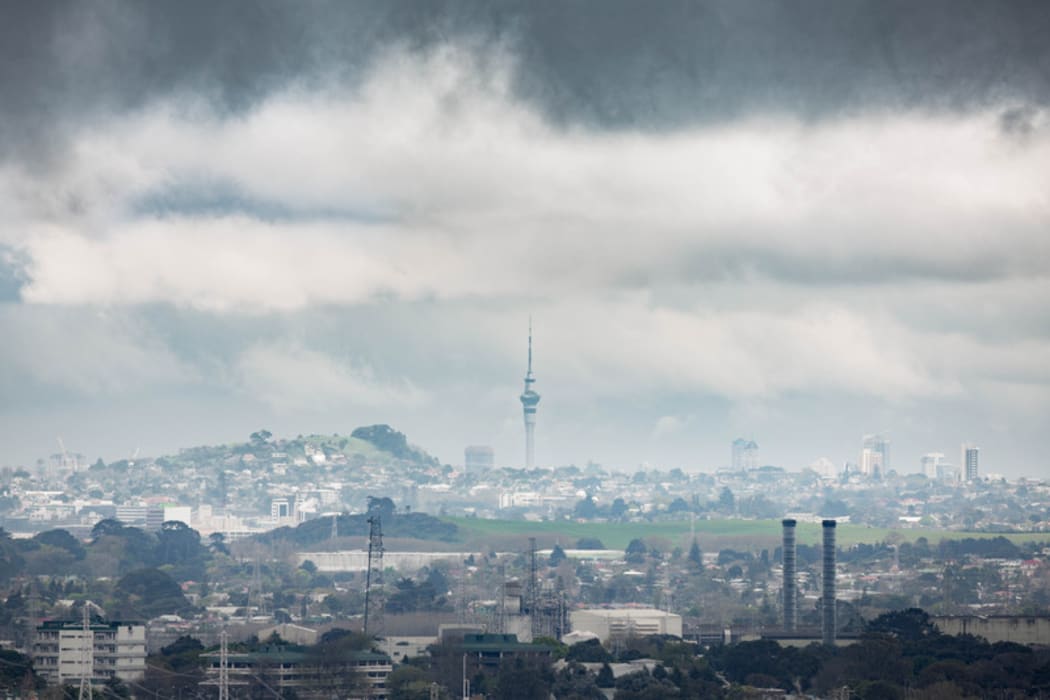 Storm cloud collect over Auckland.