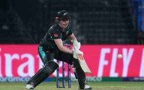 Georgia Plimmer of New Zealand playing a shot during the ICC Women's T20 World Cup, 2024.