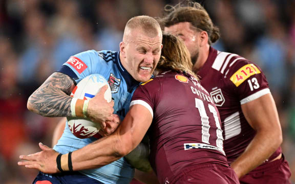 Mitchell Barnett of the Blues during the State of Origin game one match between the Queensland Maroons and the New South Wales Blues.