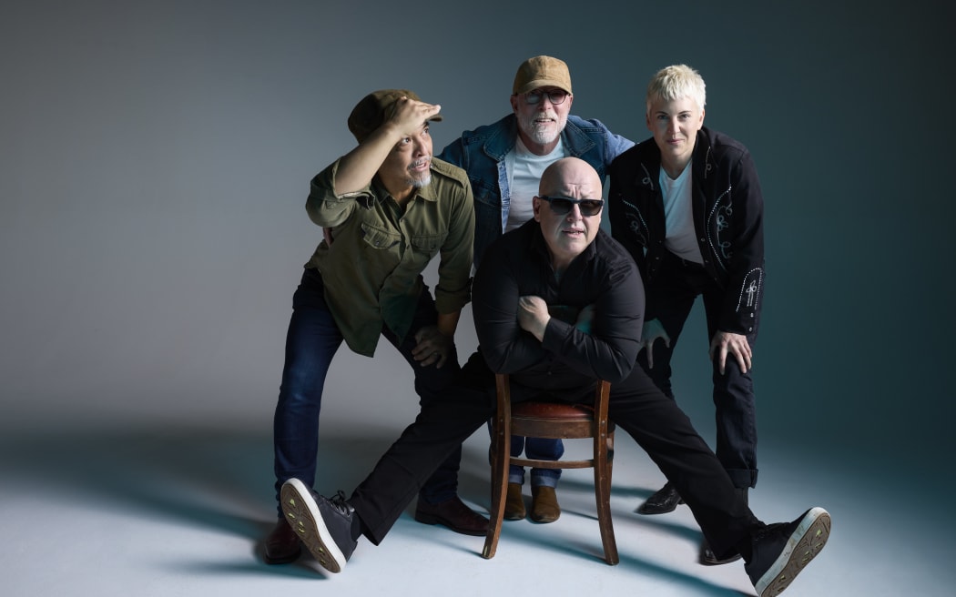 American alternative rock band The Pixies (clockwise left to right - Joey Santiago, David Lovering, Emma Richardson and Black Francis)