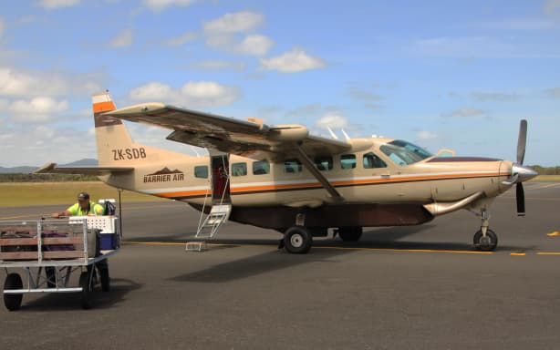 A Barrier Air Cessna Grand Caravan at Kaitāia airport in 2015, on the first day the airline started serving the Far North.