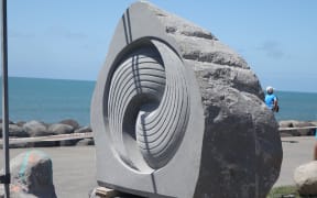 A sculpture at the Stone Sculpture Symposium in New Plymouth.