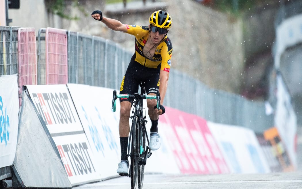 George Bennett (NZL) of Team Jumbo Visma wins the Gran Piemonte in Italy 2020.