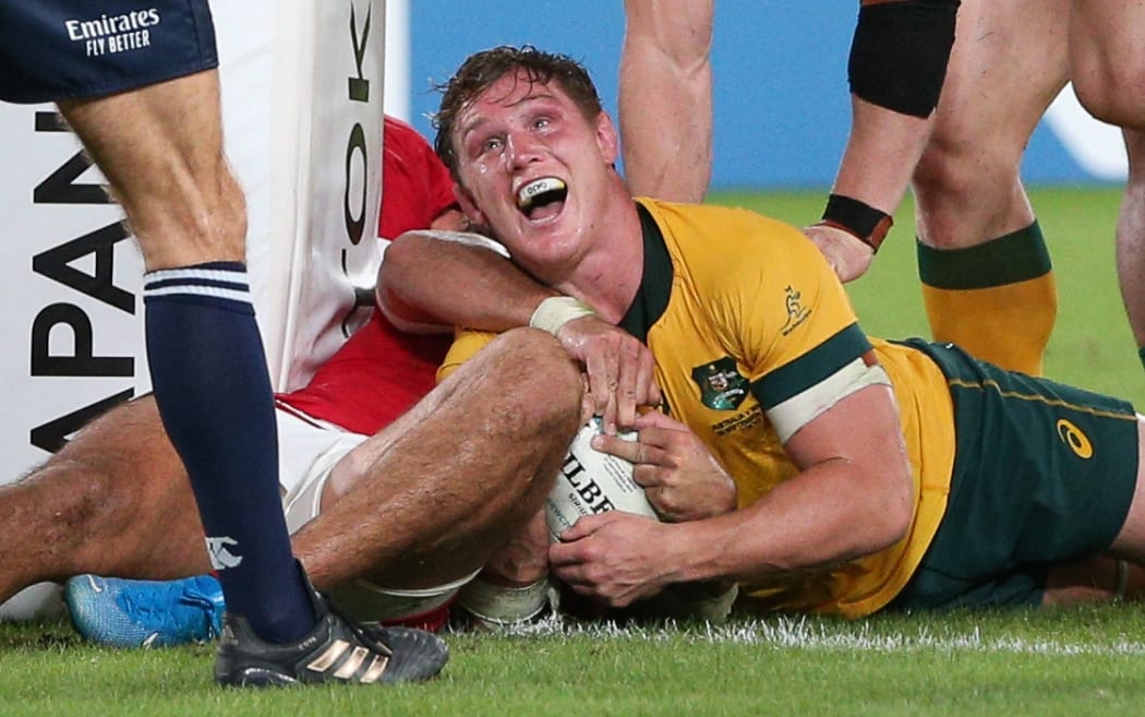 Australia captain Michael Hooper scores against Wales