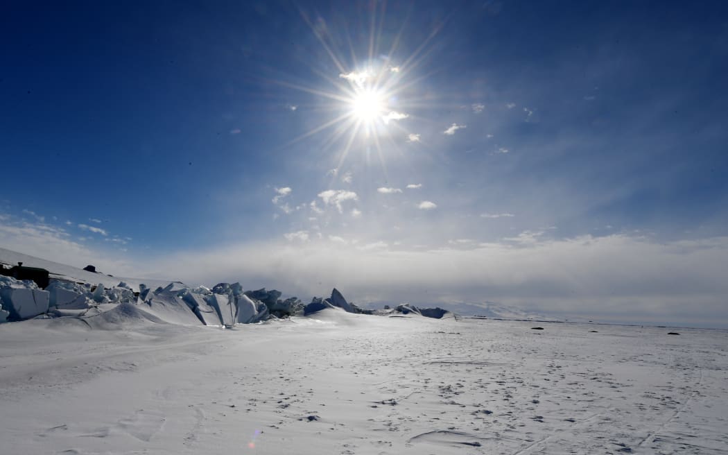 A frozen section of the Ross Sea at the Scott Base in Antarctica on November 12, 2016.