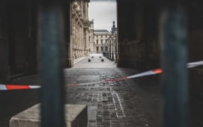 National police tape in front of the Louvre Museum, closed after a burglary this morning in Paris, France, on October 19, 2025.
Rubalise de la police nationale devant le musee du Louvre ferme apres un cambriolage ce matin a Paris, France le 19 Octobre 2025. (Photo by Carine Schmitt / Hans Lucas via AFP)