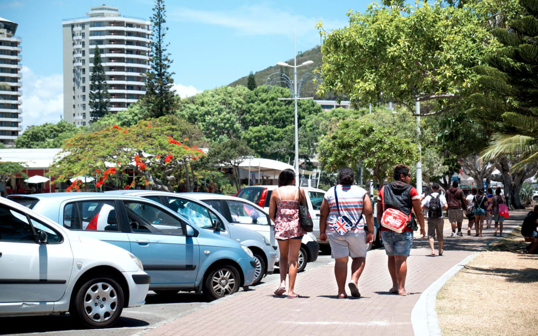 People walking the streets of Noumea in New Caledonia.