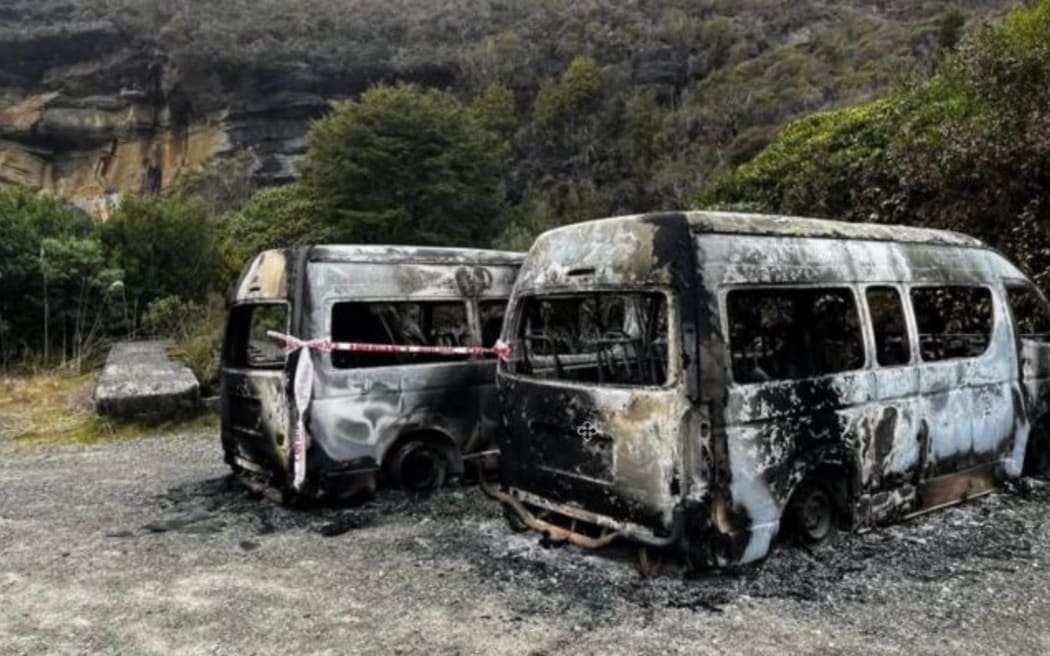 The vans after the blaze.
