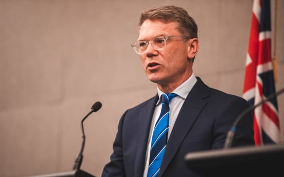 National's finance spokesperson Paul Goldsmith at the announcement of the party's economic and tax policy.