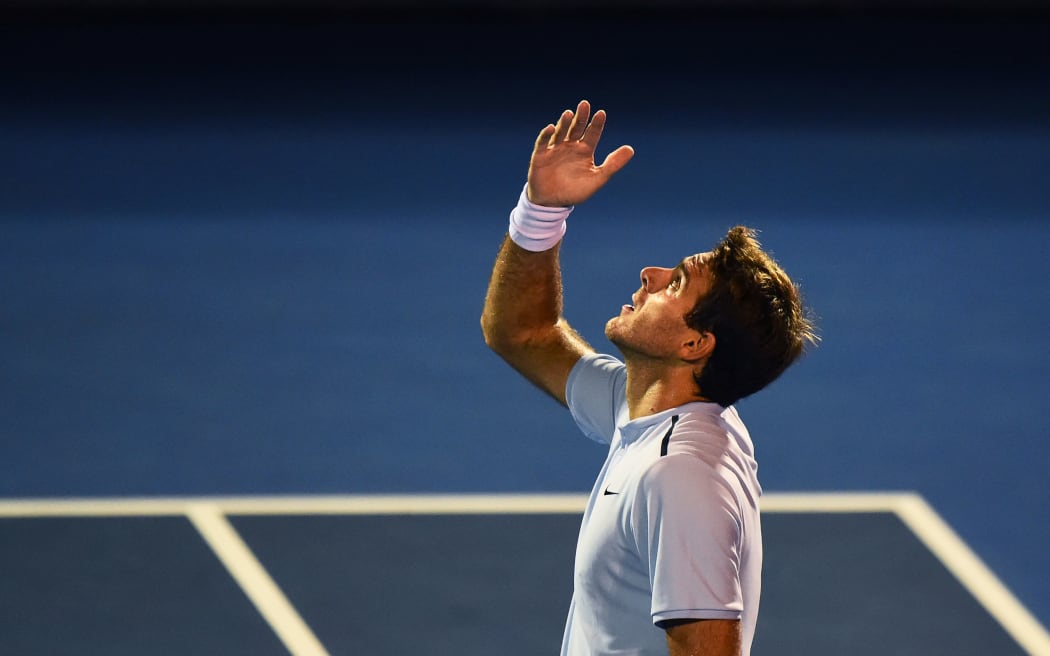 Juan Martin Del Potro (ARG) after winning his match against David Ferrer (ESP) during the ASB Classic