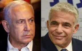 Israeli Prime Minister Benjamin Netanyahu and Israel's centrist opposition leader Yair Lapid