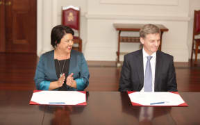 Deputy Prime Minister Paula Bennett and Prime Minister Bill English, who were officially appointed this afternoon.