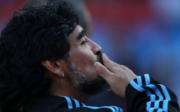Diego Maradona at the 2010 World Cup.