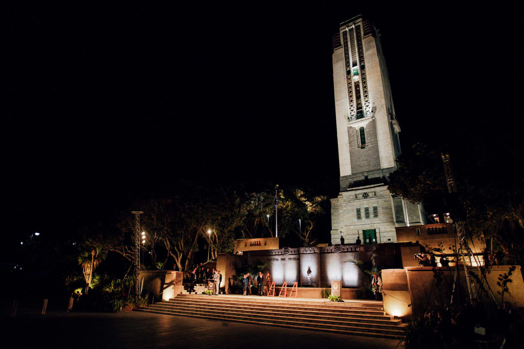 The dawn service at the Pukeahu National War Memorial Park in Wellington.