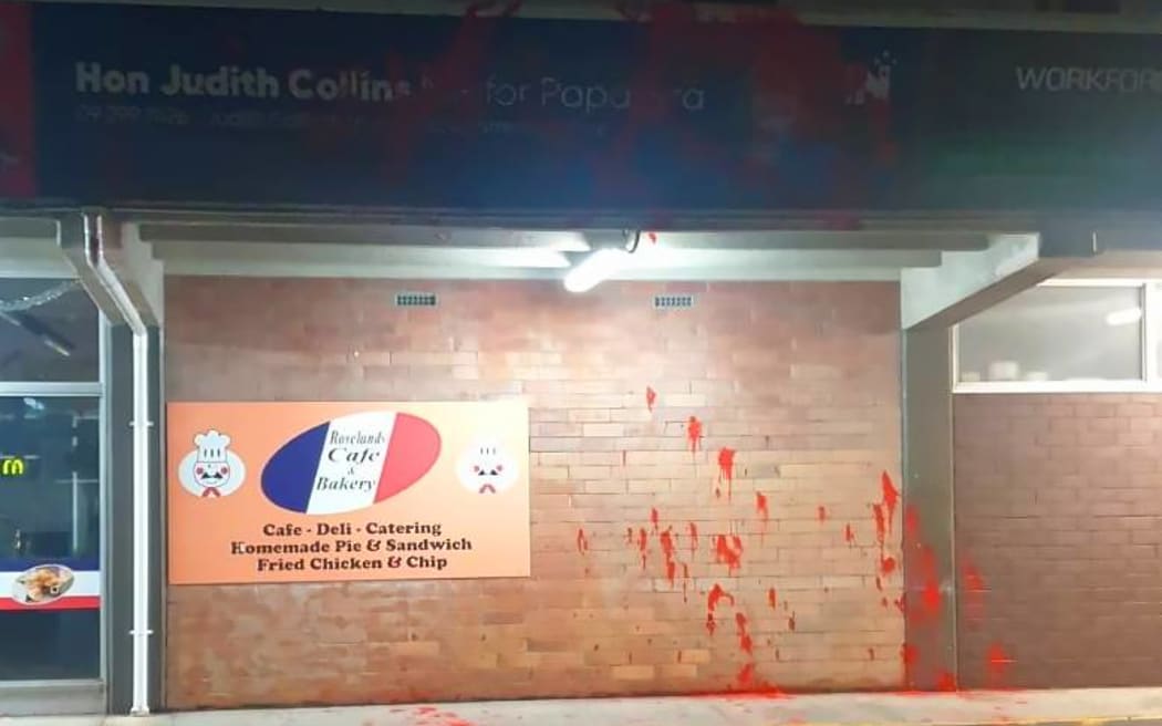 Red paint thrown on office of Defence Minister Judith Collins RNZ News