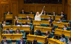 Youth MP Britnee Tapara participates in a debate during Youth Parliament 2016.