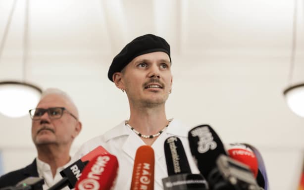 Green MP Benjamin Doyle speaks to media on 9 April 2025.