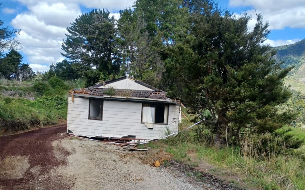 Location, location, location: The house ended up on Orakau Road in the Far North after falling off a truck.