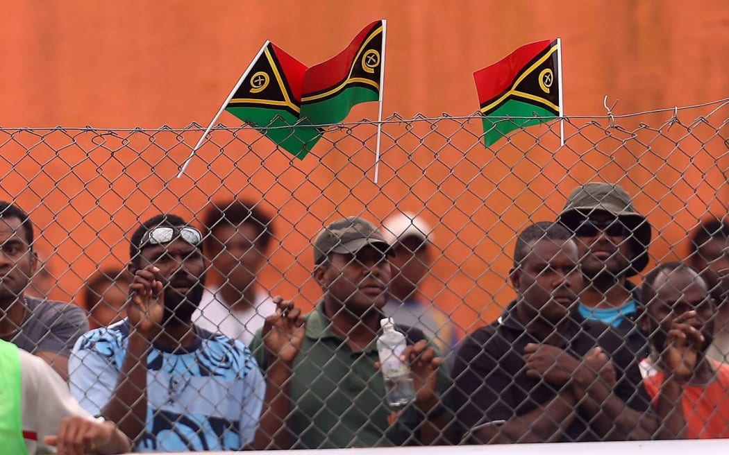 Local fans support Vanuatu in Port Vila.