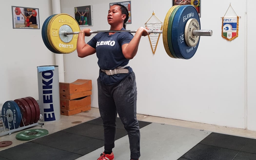 Commonwealth Games champions Eileen Cikamatana trains at the Oceania Weightlifting Institute in Dromana.
