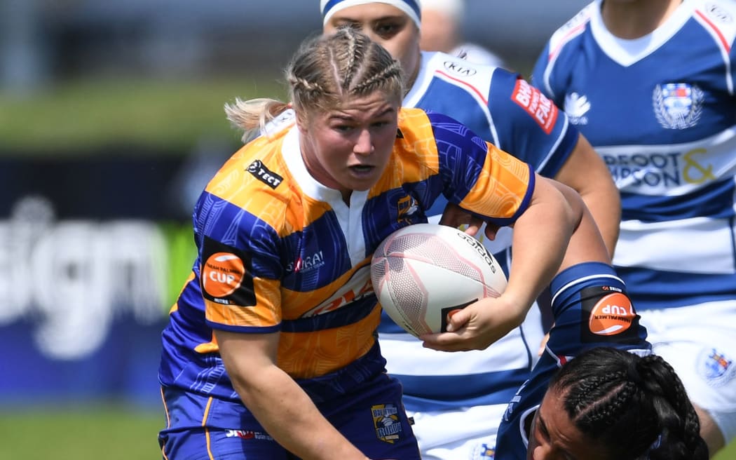 BOP flanker Kendra Reynolds.
Farah Palmer Cup womens rugby match between Auckland Storm and Bay of Plenty Volcanix. Pakuranga Rugby Club, Auckland New Zealand.  Saturday 3 October 2020. © image by Andrew Cornaga / www.Photosport.nz