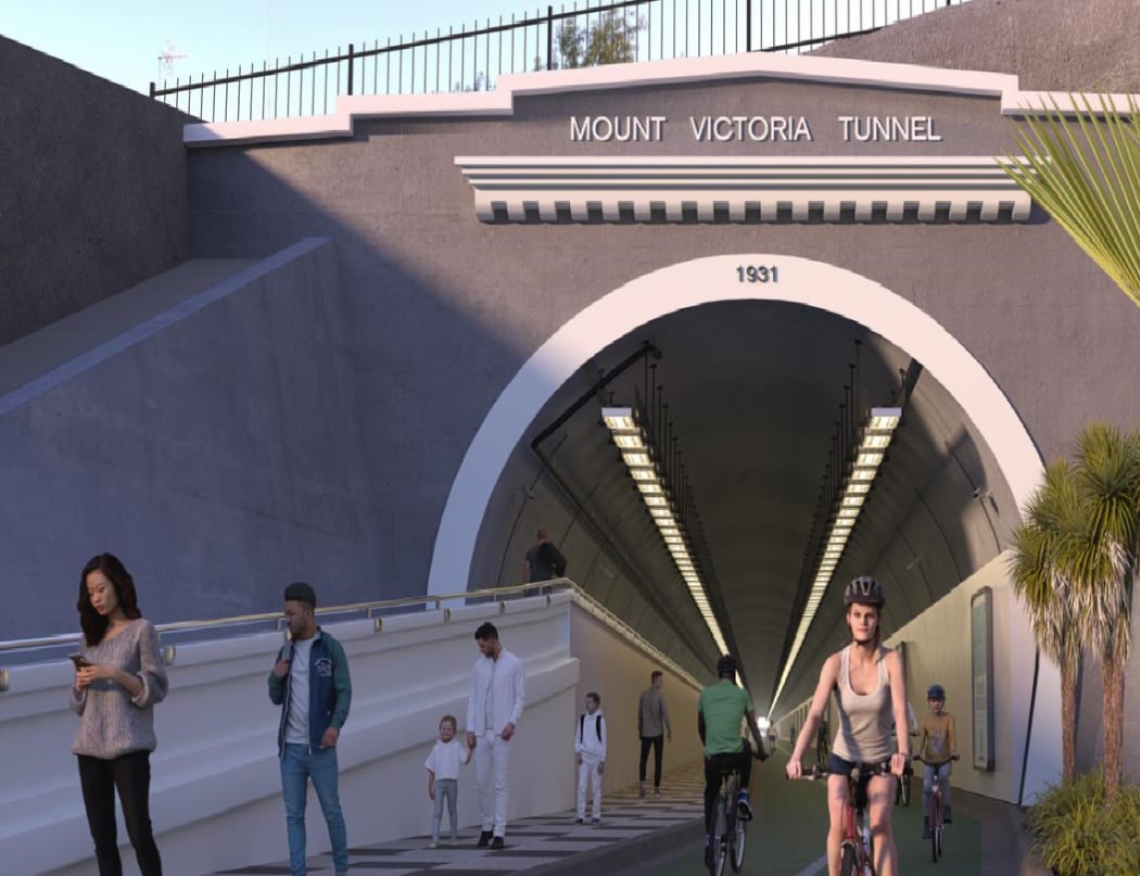 Artist's impression of Mt Victoria tunnel for pedestrians and bicycles