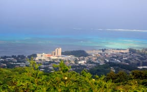 Aerial view of Garapan, Saipan seen from Mt Tapochao, Saipan's highest peak.