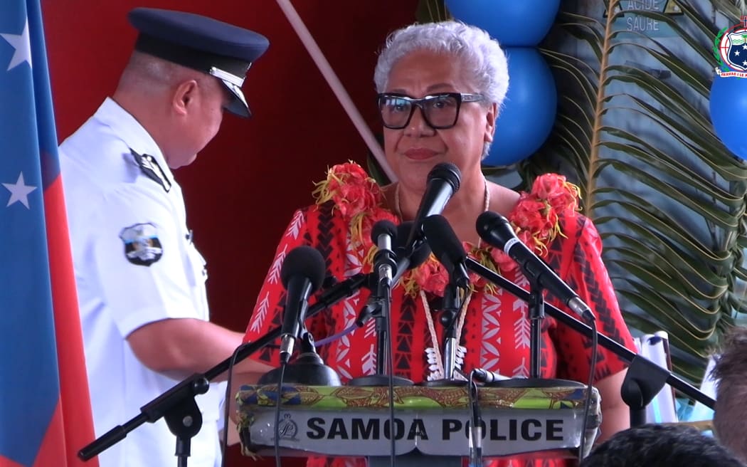 Samoa Prime Minister Fiamē launching the gun amnesty on Monday. 5 August 2024