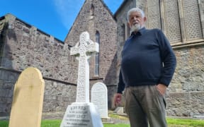 Taranaki Heritage Month co-ordinator Rob Green outside the heritage-listed Taranaki Cathedral Church of St Mary in New Plymouth.