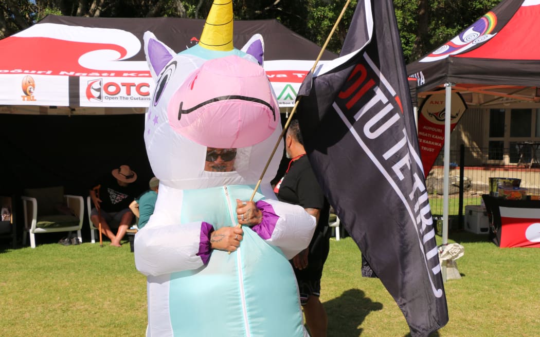 The hīkoi unicorn of Te Tai Rāwhiti, Tania Rauna is speaking at the Waitangi Forum tent on Hauora Māori to let "whānau know that there’s still hope for us – the power resides in all of us – and you can be whoever you want to be, even a unicorn."