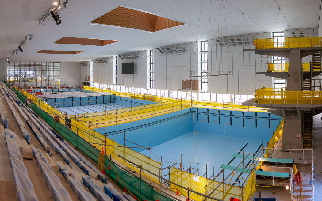 The installation of the 25x20-metre dive pool at Christchurch’s Parakiore Recreation and Sport Centre has been completed