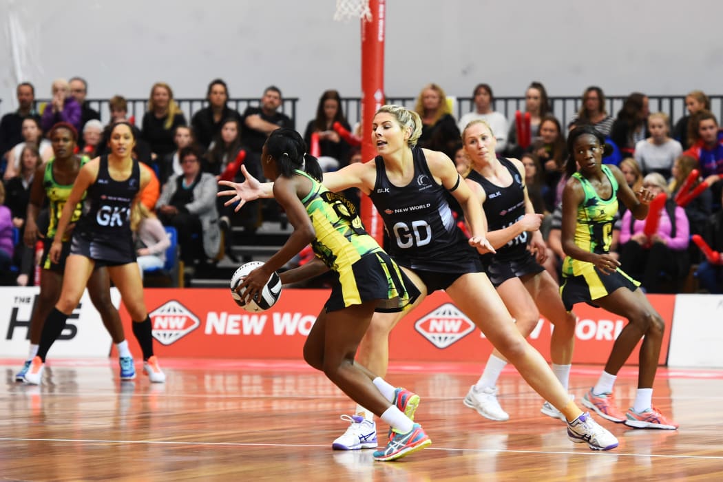 Silver Fern Storm Purvis playing Jamaica in Taini Jamison Trophy series
