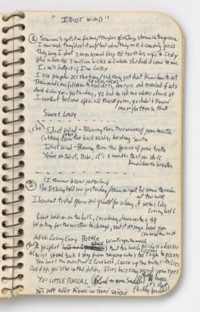 Bob Dylan's Blood On The Tracks notebook