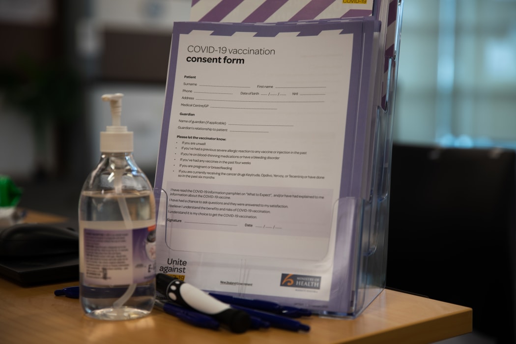 The consent form for the Covid 19 vaccination at a facility in South Auckland