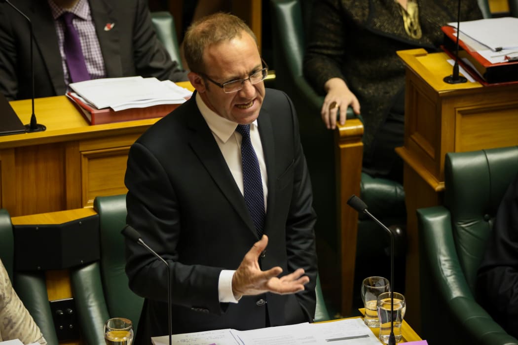Andrew Little grilling Bill English's 2015 Budget in parliament house.
